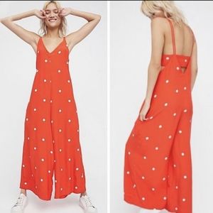 Free People Red Polka dot Jumpsuit
